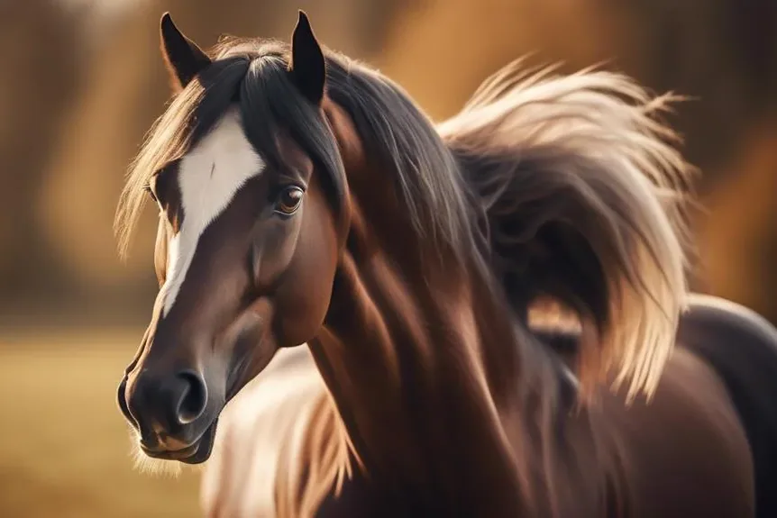An Anglo-Arabian horse standing calmly in a field, looking gently at the camera.