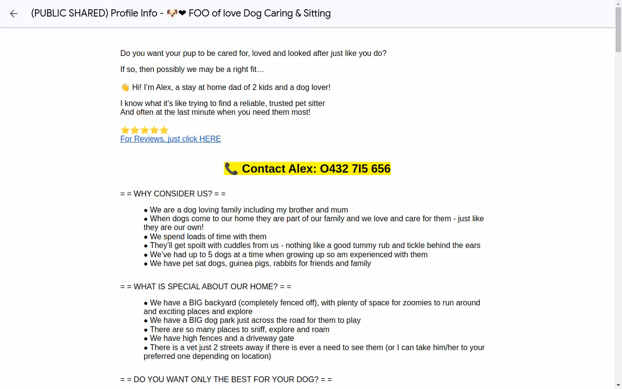 Foo of Love Dog Day Care Walking Pet Sitting Boarding Willetton Perth
